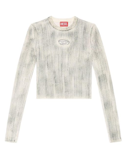 DIESEL Natural Ribbed Crew-neck With Oval D Plaque