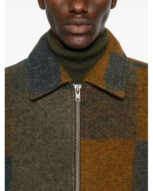 NN07 Green Wool-Blend Geometric Print Bomber Jacket for men