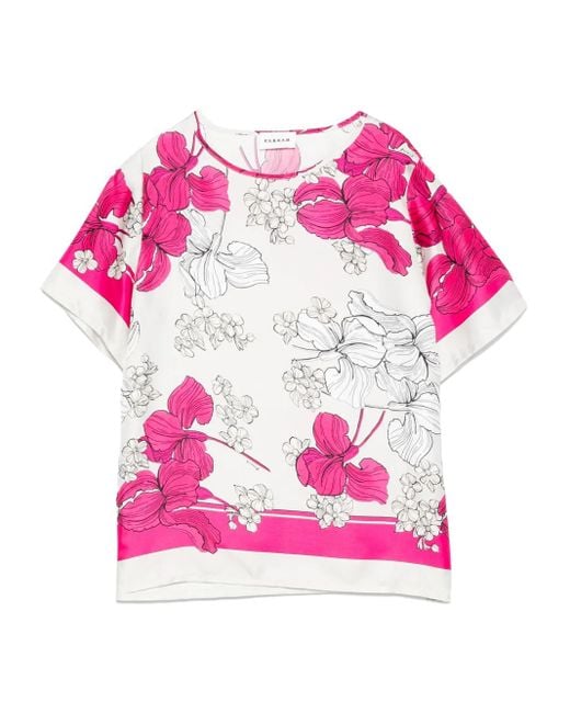 P.A.R.O.S.H. Pink Floral-Print T-Shirt