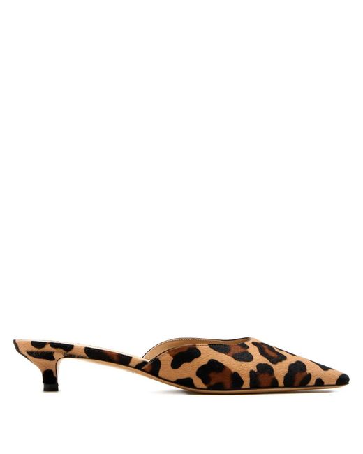 Francesco Russo White 25Mm Leopard-Print Kitten-Heel Mules