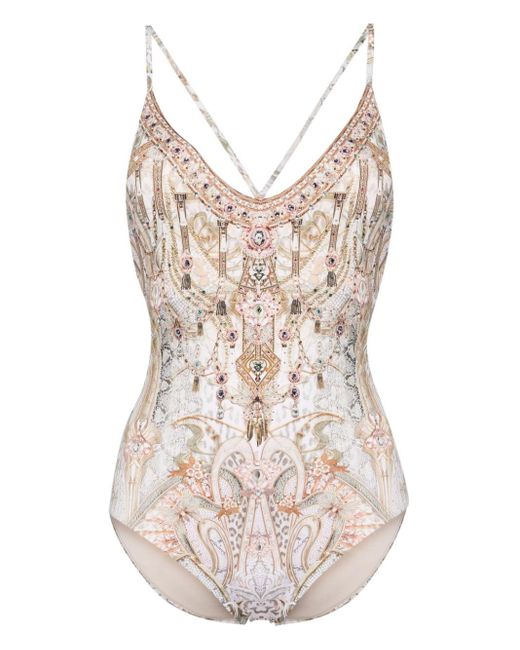 Camilla Natural Tower Tales Graphic-print Swimsuit