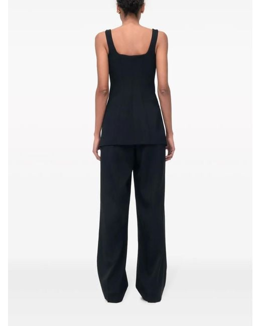 Another Tomorrow Blue Square-Neck Button-Front Top