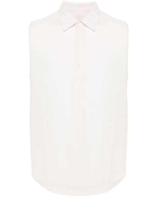 AMI White Straight-collar Crepe Shirt