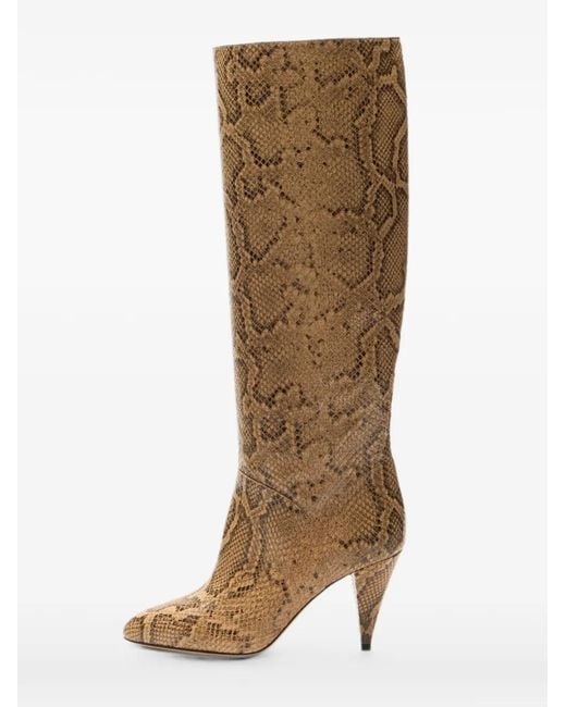 Casadei Brown Venus Basilisco Stiefel Mit Python-Print