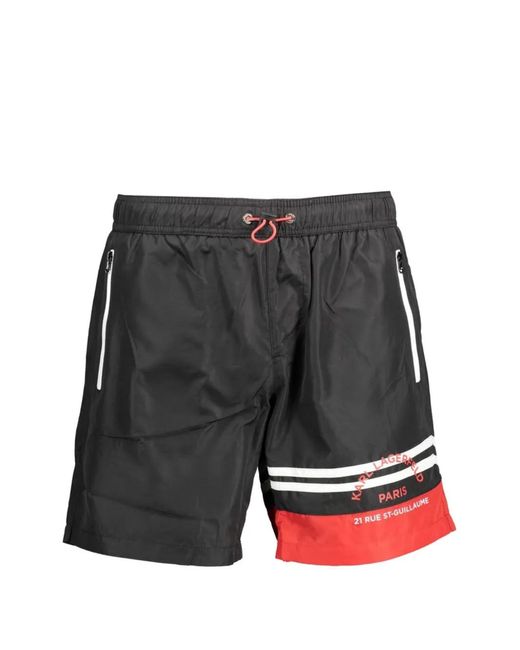 Karl Lagerfeld Gray Colourblock Drawstring Swim Shorts for men