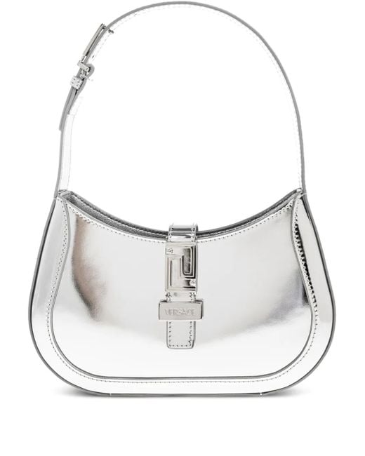 Versace White Greca Goddess Metallic Tote Bag