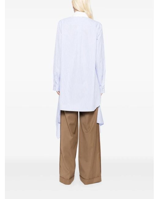 Monse White Cascade Front Shirt Dress