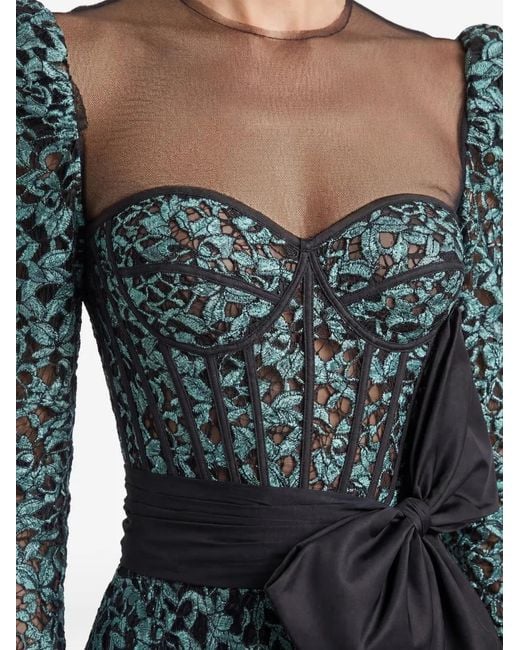 Gatti Nolli by Marwan Green Lace Gown Dress