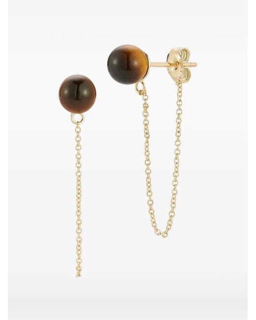 Mateo Brown Tiger-Eye Chain Drop Earrings