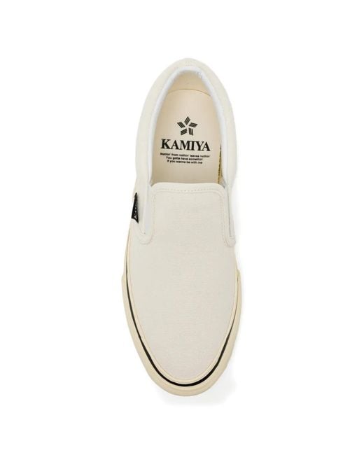 KAMIYA White Canvas Slip-On Sneakers for men