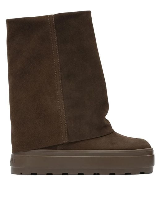Casadei Brown Folded Platform Ankle Boots