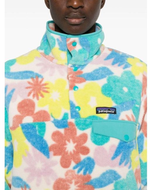 Patagonia Gray Floral-print Fleece Sweatshirt