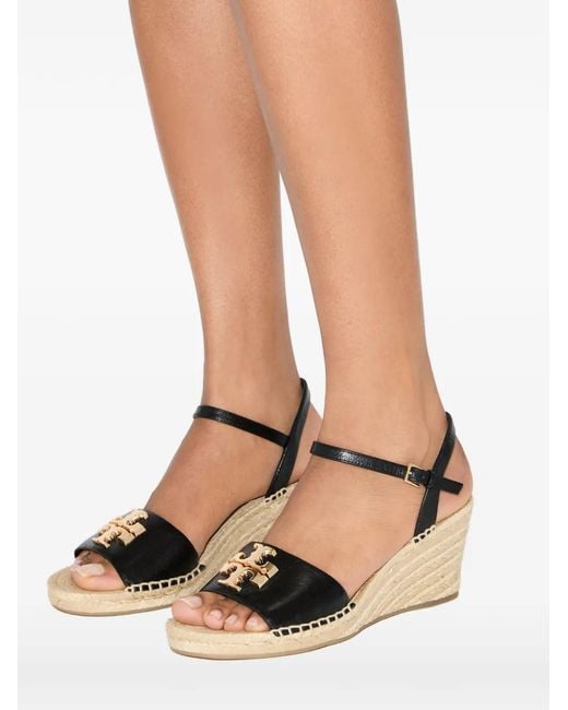 Tory Burch Black Eleanor Wedge Espadrilles