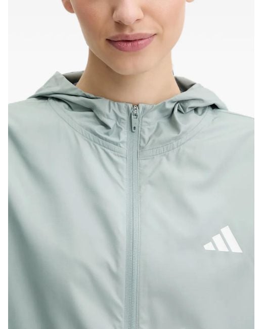 Adidas Blue Hyperglam Logo-Print Hooded Jacket