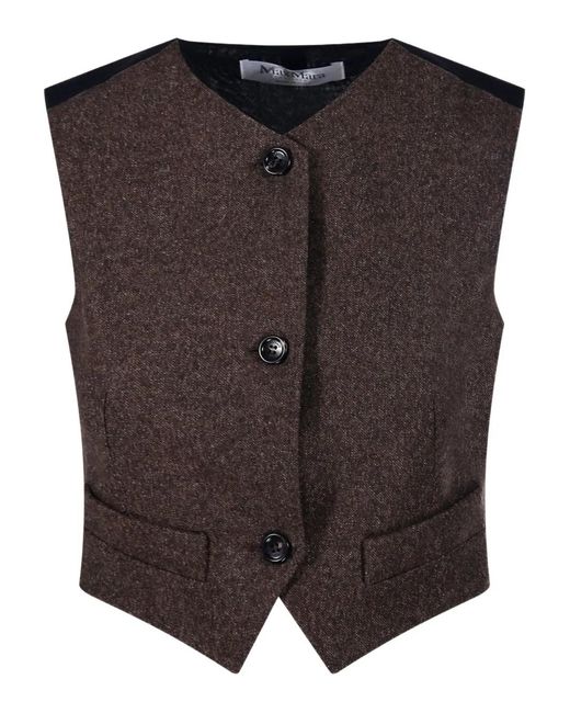 Max Mara Black Geknöpfte Jacke Mit Einsätzen