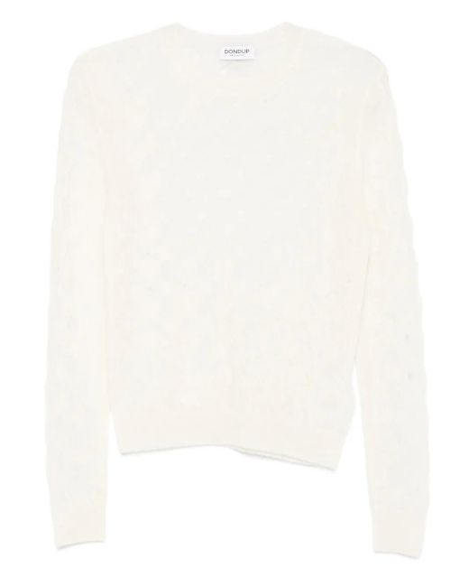 Dondup White Pullover mit Lochstrickmuster