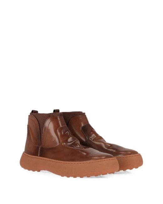 Tod's Brown T-Monogram Leather Sneakers for men