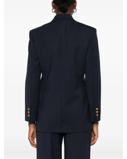 Sandro Blue Pinstripe Double-Breasted Blazer