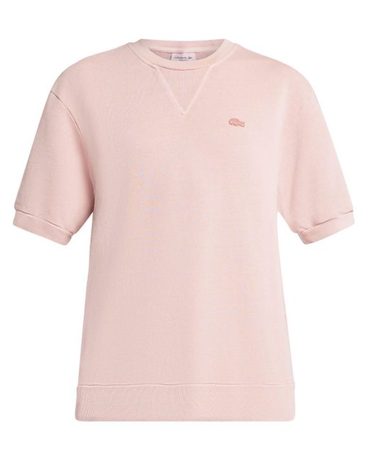 Lacoste Pink Logo-appliqué Short-sleeved Sweatshirt