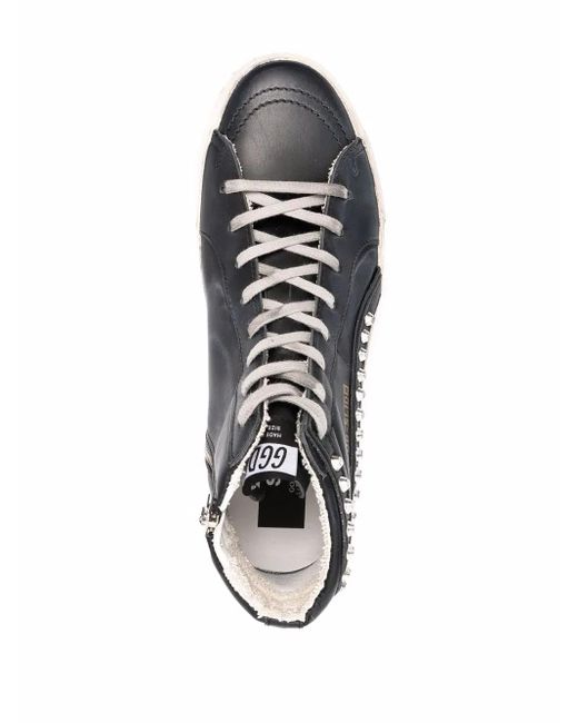 Golden Goose Deluxe Brand Black Slide Classic High-top Distressed Sneakers for men