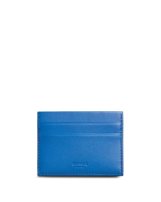 Shinola Blue Logo-debossed Leather Cardholder for men