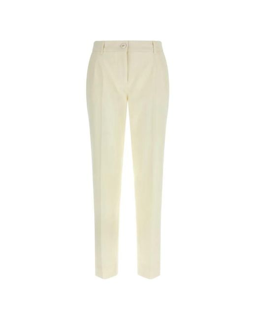 Dolce & Gabbana White Wool Elastane Trousers