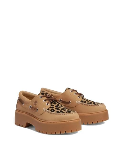 Timberland Brown Leopard-Print Loafers