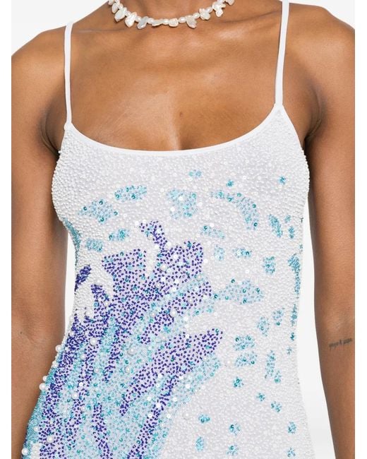 Leslie Amon Blue Sequin-Embellished La Surf Dress