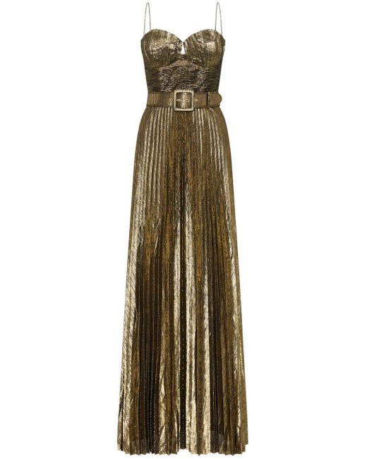 Rebecca Vallance Josie Metallic-effect Pleated Gown in Green | Lyst