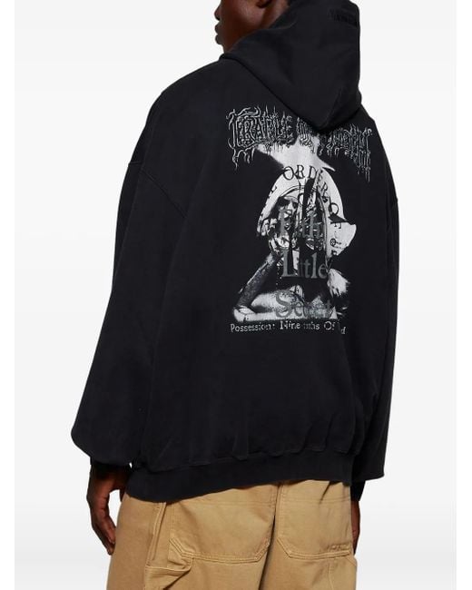Vetements Black Graphic-Print Hoodie for men
