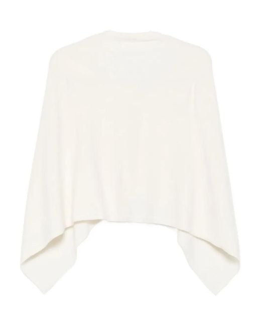Bompard White Cowl-Neck Cashmere Poncho