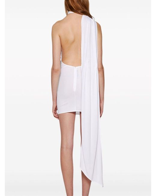 Alex Perry White One-shoulder Wrap-scarf Minidress