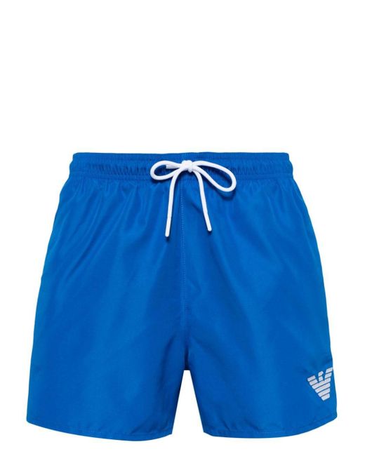 Emporio Armani Blue Eagle Logo-embroidered Swim Shorts for men