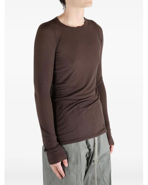 Rick Owens Brown Ribbed Long-Sleeve T-Shirt for men