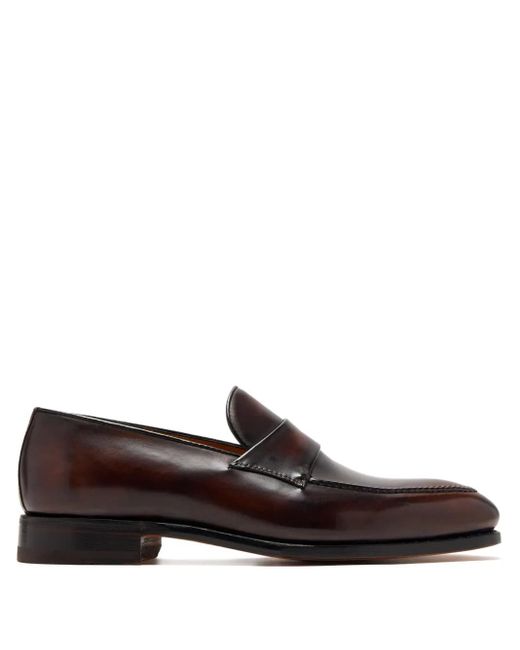 Bontoni Brown Leather Penny Loafers for men