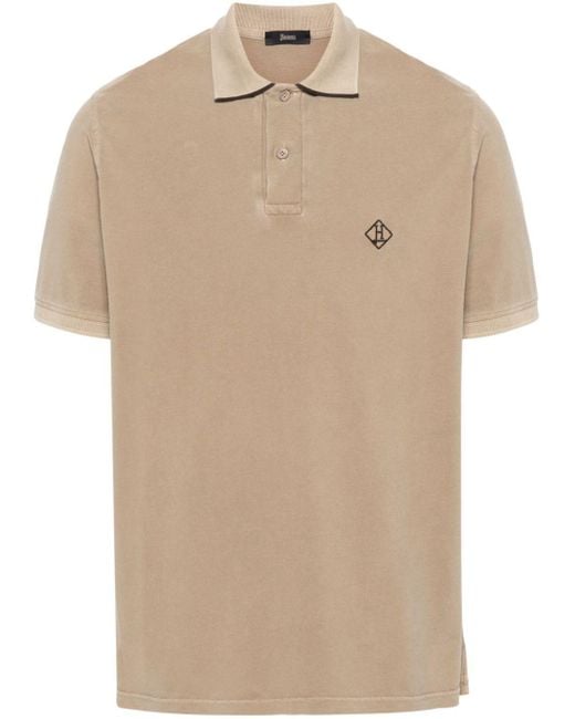 Herno Natural Logo Cotton Polo Shirt for men