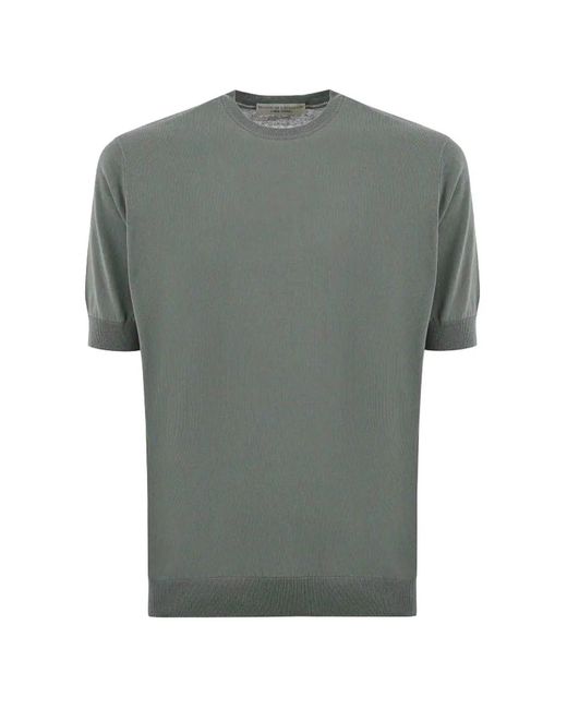 FILIPPO DE LAURENTIIS Gray Crewneck Short-Sleeve Cotton T-Shirt for men