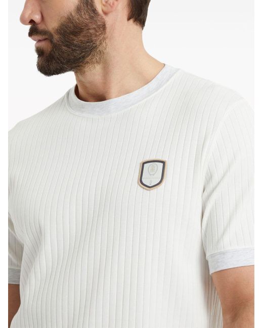 T-shirt con applicazioni di Brunello Cucinelli in White da Uomo