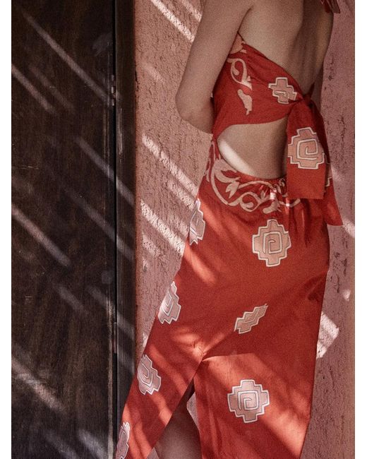 Johanna Ortiz Red Tide Halterneck Cutout Strength Dress