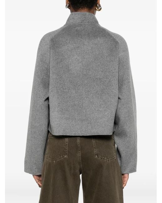 Loulou de Saison Gray High-Neck Button-Fastening Jacket