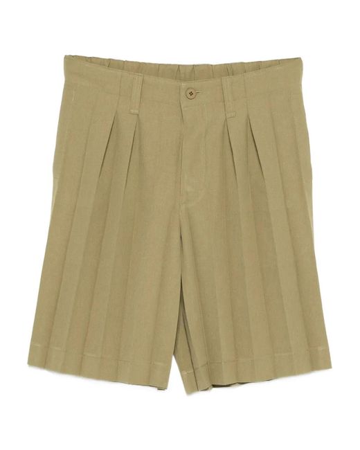 Homme Plissé Issey Miyake Green Pleated Shorts for men