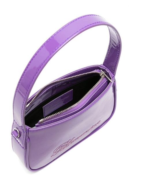 Blumarine Purple Rhinestoned Leather Tote Bag