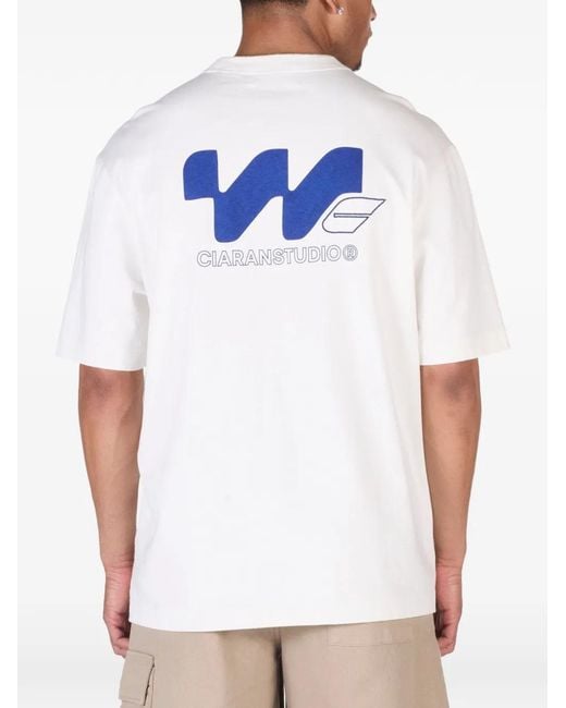 CIARAN White Wave-C-Print T-Shirt