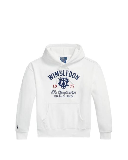 Polo Ralph Lauren White Wimbledon Embroidered Hoodie for men