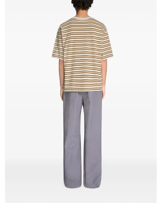 Dries Van Noten Natural Striped Cotton T-Shirt for men