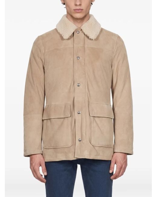 Eleventy Natural Parka À Col En Peau Lainée for men