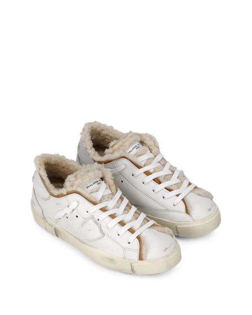 Philippe Model White Prsx Shearling-Lined Sneakers