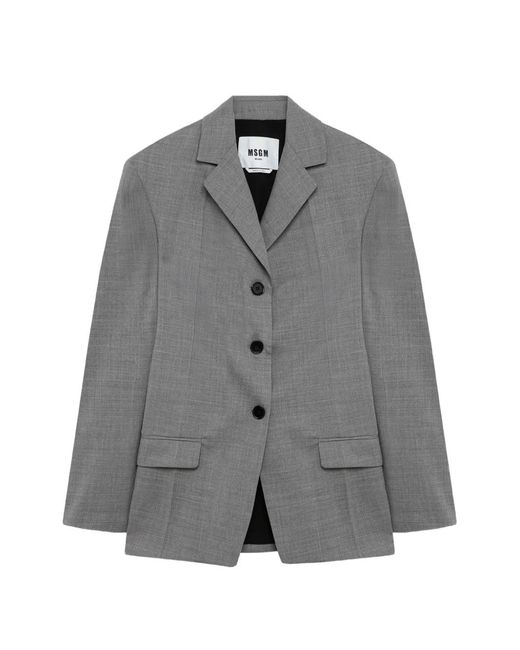 MSGM Gray Darted Single-Breasted Jacket