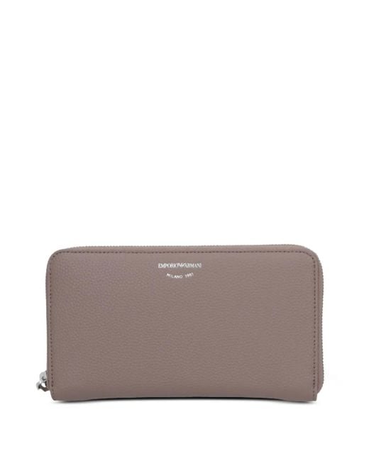Emporio Armani Gray Logo-Lettering Zip-Fastening Wallet
