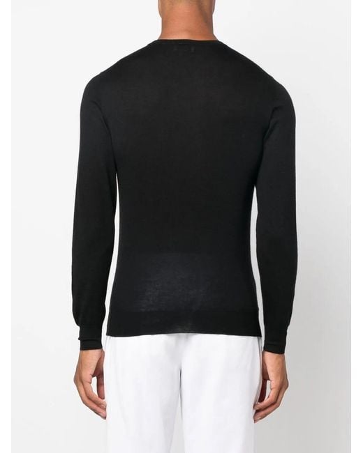 Fedeli Black Round-Neck Jumper for men
